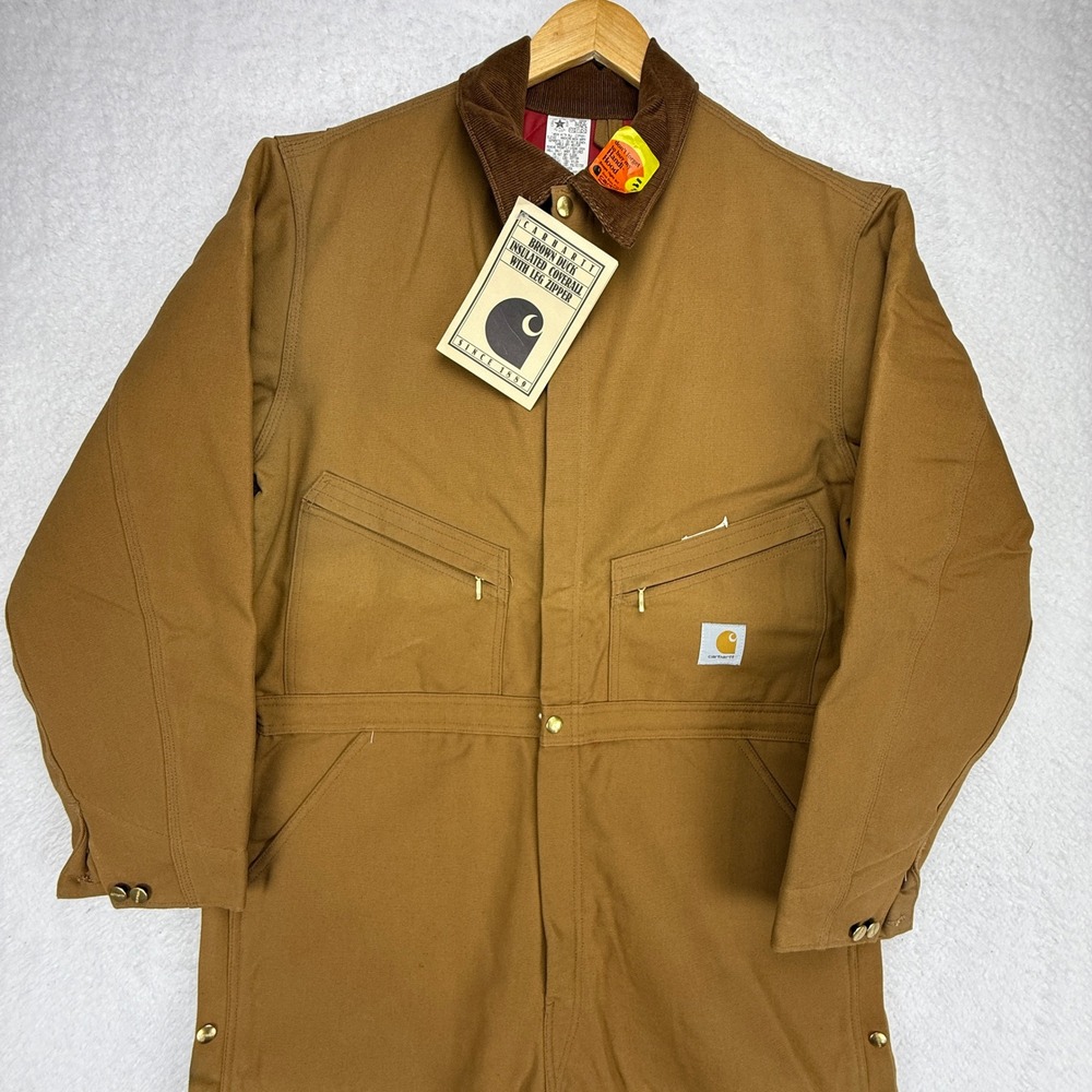 Carhartt Insulated Coveralls Quilt Lined Mens 46 Tall‎ 996QZT Leg Zipper NWT NOS